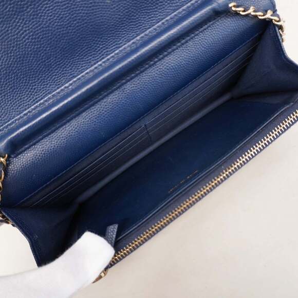 CHANEL Authentic Blue Caviar Leather Wallet - Picture 13 of 15